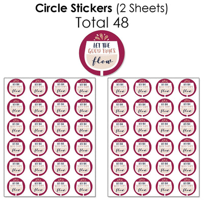 But First, Wine - Mini Candy Bar Wrappers, Round Candy Stickers and Circle Stickers - Wine Tasting Party Candy Favor Sticker Kit - 304 Pieces