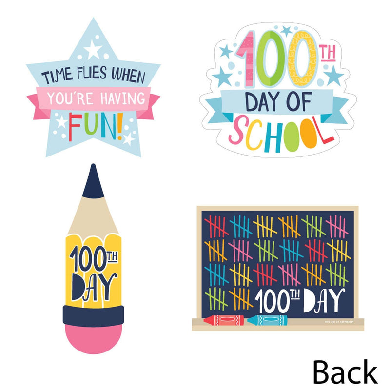 Happy 100th Day of School - Backpack, School Bus, Apple and Books Decorations Diy 100 Days Party Essentials - Set of 20