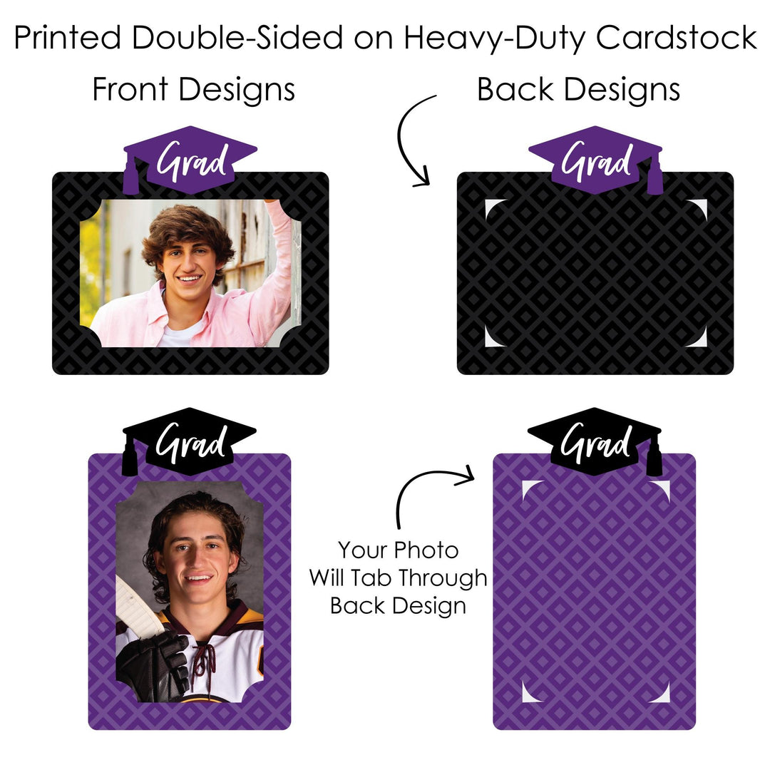 Purple Grad - Best is Yet to Come - Graduation Party Picture Centerpiece Sticks - Photo Table Toppers - 15 Pieces