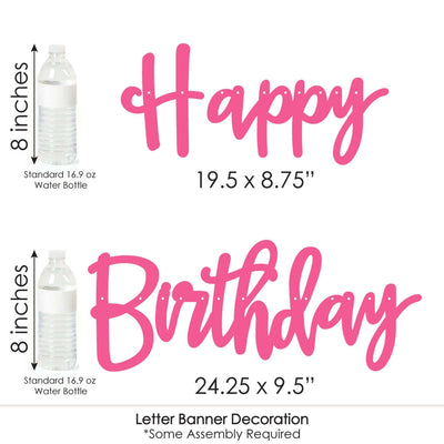 Pink Flamingo - Party Like a Pineapple - Birthday Party Letter Banner Decoration - 36 Banner Cutouts and Happy Birthday Banner Letters