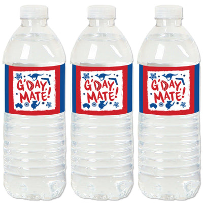 Australia Day - G'Day Mate Aussie Party Water Bottle Sticker Labels - Set of 20