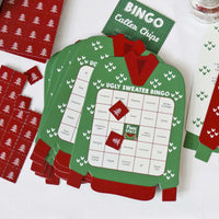 Ugly Sweater - Bar Bingo Cards and Markers - Holiday and Christmas Party Shaped Bingo Game - Set of 18