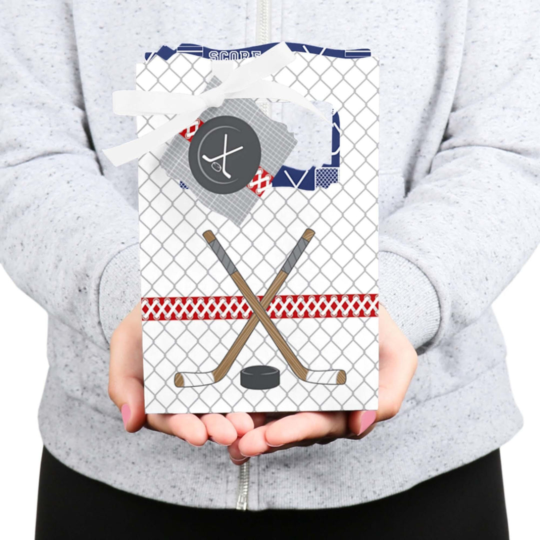 Shoots & Scores! - Hockey - Baby Shower or Birthday Party Favor Boxes - Set of 12