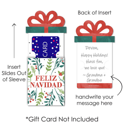 Feliz Navidad - Holiday and Spanish Christmas Party Money and Gift Card Sleeves - Nifty Gifty Card Holders - Set of 8