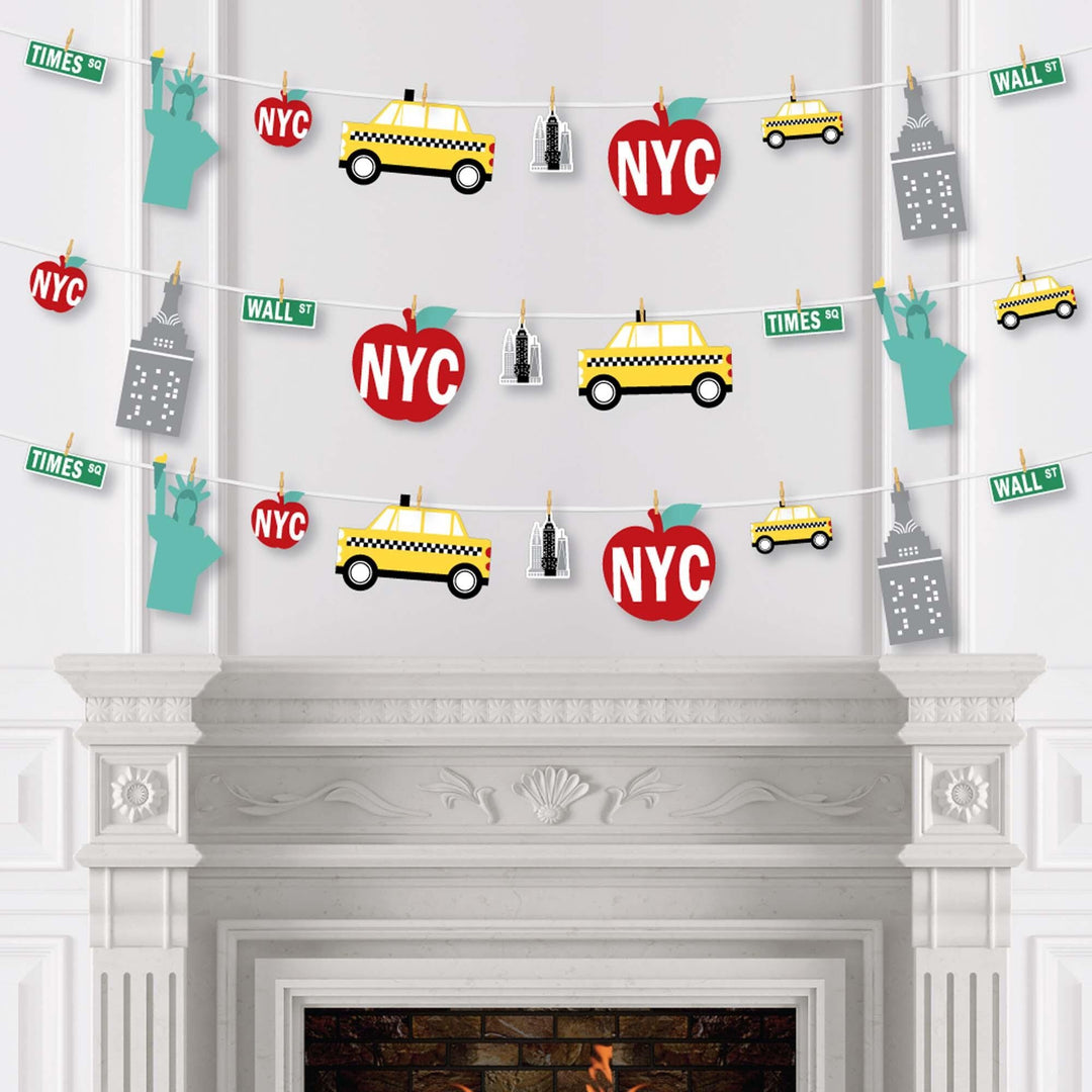 NYC Cityscape - New York City Party DIY Decorations - Clothespin Garland Banner - 44 Pieces