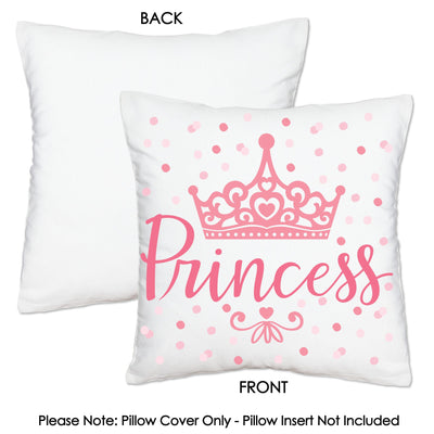 Little Princess Crown - Pink Princess Baby Shower or Birthday Party Home Decorative Canvas Cushion Case - Throw Pillow Cover - 16 x 16 Inches