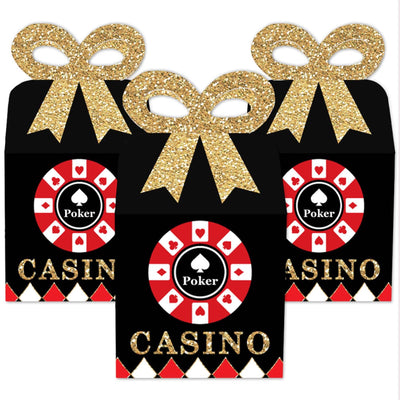 Las Vegas - Square Favor Gift Boxes - Casino Party Bow Boxes - Set of 12