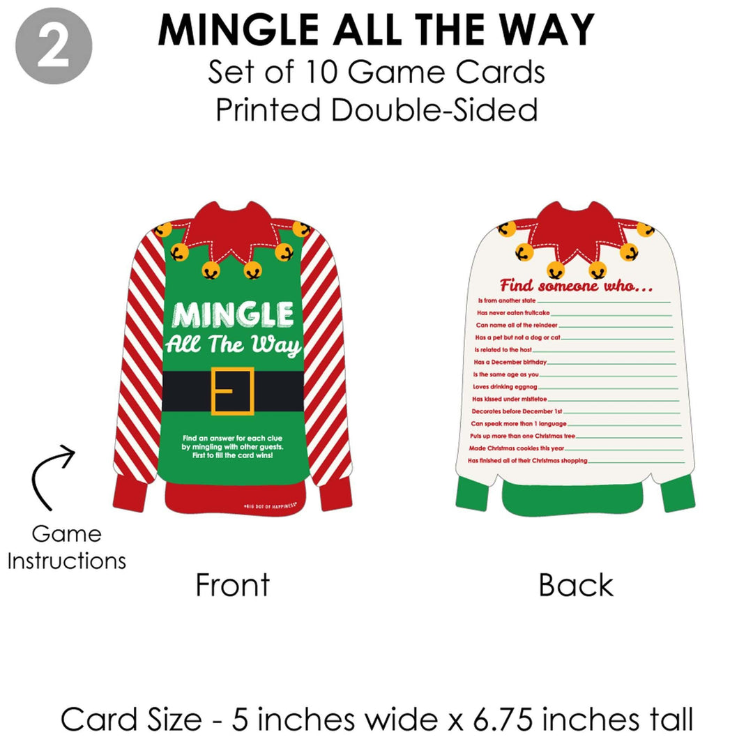 Ugly Sweater - 4 Holiday and Christmas Party Games - 10 Cards Each - Naughty or Nice, Drink If, Mingle All the Way, What's Your Elf Name - Gamerific Bundle