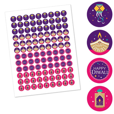 Happy Diwali - Round Candy Labels Festival of Lights Party Favors - Fits Hershey's Kisses - 108 ct