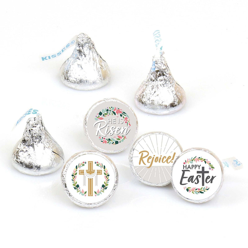 Religious Easter - Christian Holiday Party Round Candy Sticker Favors - Labels Fit Hershey&