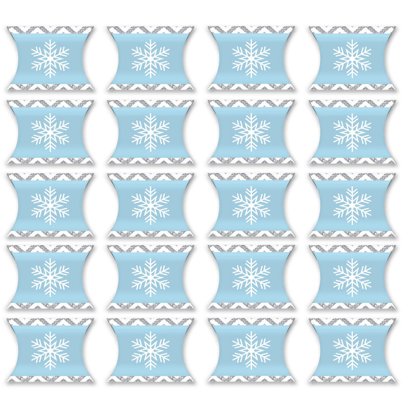 Winter Wonderland - Favor Gift Boxes - Snowflake Holiday Party and Winter Wedding Petite Pillow Boxes - Set of 20