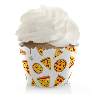Pizza Party Time - Baby Shower or Birthday Party Decorations - Party Cupcake Wrappers - Set of 12