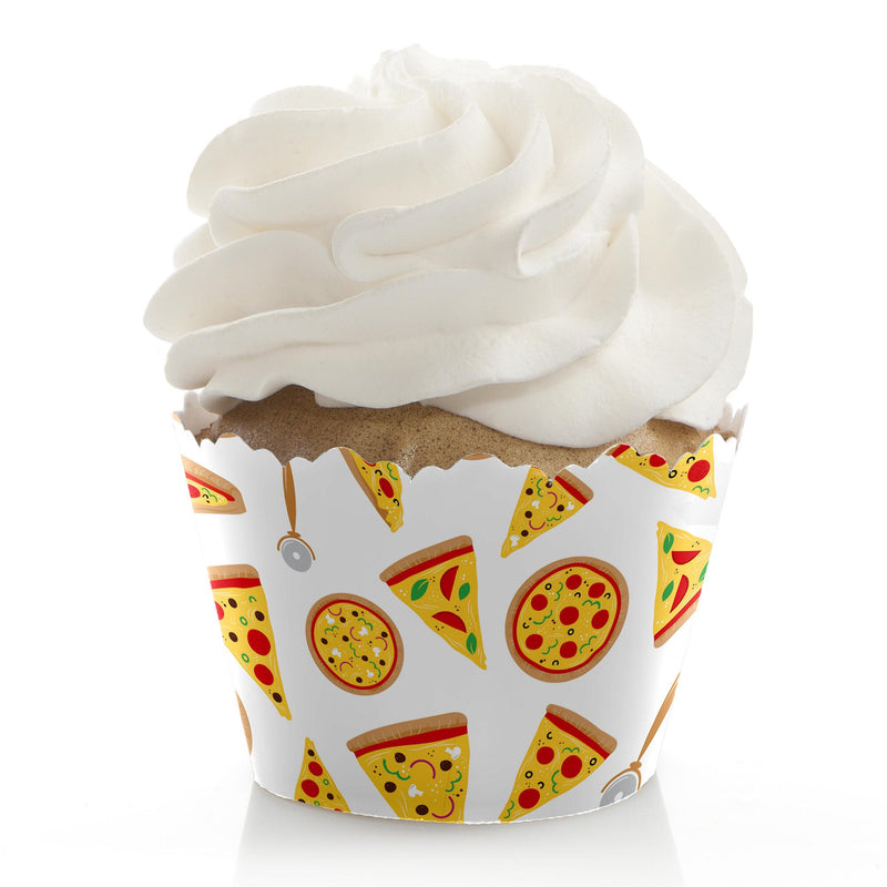Pizza Party Time - Baby Shower or Birthday Party Decorations - Party Cupcake Wrappers - Set of 12