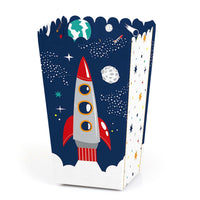 Blast Off to Outer Space - Rocket Ship Baby Shower or Birthday Party Favor Popcorn Treat Boxes - Set of 12