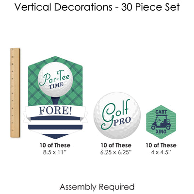 Par-Tee Time - Golf - Birthday or Retirement Party DIY Dangler Backdrop - Hanging Vertical Decorations - 30 Pieces