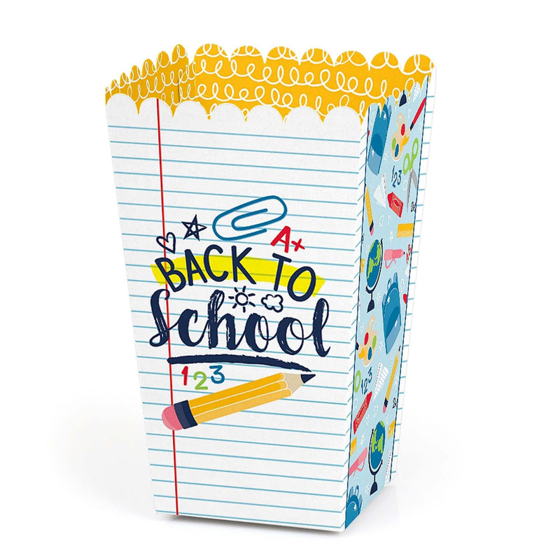 Back to School - First Day of School Classroom Decorations and Favor Popcorn Treat Boxes - Set of 12