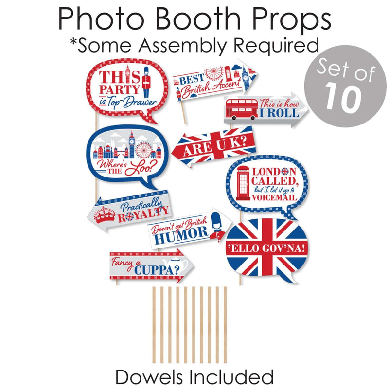 Cheerio, London - Banner and Photo Booth Decorations - British UK Party Supplies Kit - Doterrific Bundle