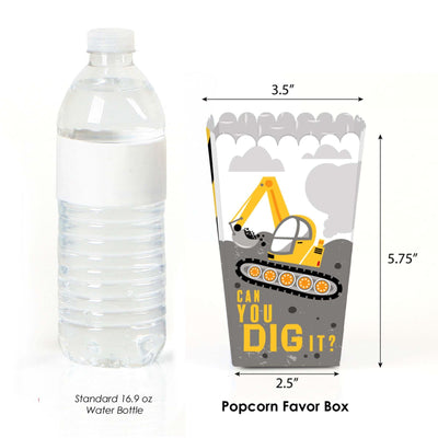 Dig It - Construction Party Zone - Baby Shower or Birthday Party Favor Popcorn Treat Boxes - Set of 12