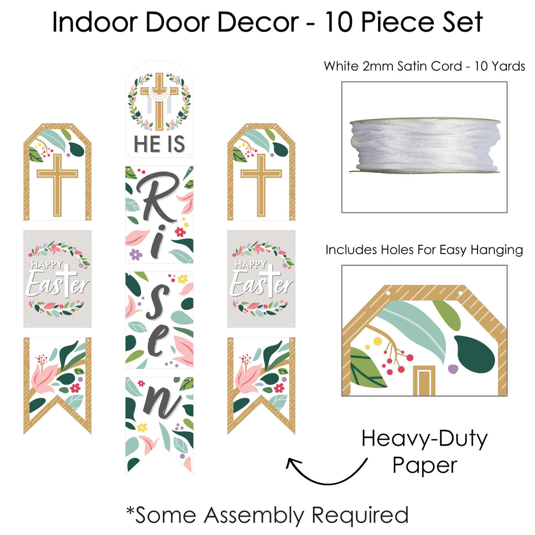 Religious Easter - Hanging Vertical Paper Door Banners - Christian Holiday Party Wall Decoration Kit - Indoor Door Decor