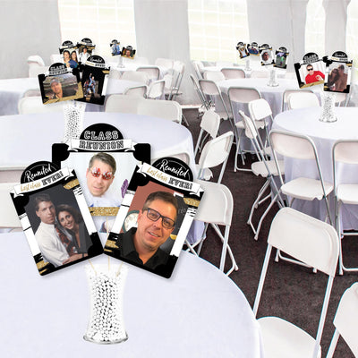 Reunited - School Class Reunion Party Picture Centerpiece Sticks - Photo Table Toppers - 15 Pieces