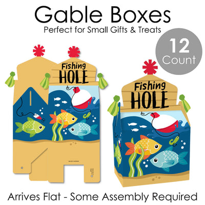 Let's Go Fishing - Treat Box Party Favors - Fish Themed Party or Birthday Party Goodie Gable Boxes - Set of 12