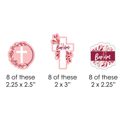 Baptism Pink Elegant Cross - DIY Shaped Girl Religious Party Cut-Outs - 24 ct