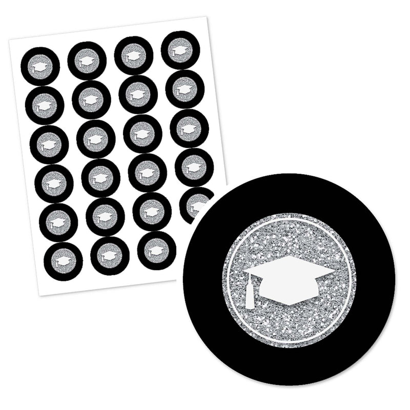 Tassel Worth The Hassle - Silver - Graduation Circle Sticker Labels - 24 ct