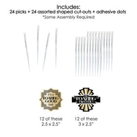 Roaring 20's - Dessert Cupcake Toppers - 1920s Art Deco Jazz Party Clear Treat Picks - Set of 24