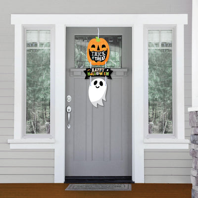 Jack-O'-Lantern Halloween - Hanging Porch Kids Halloween Party Outdoor Decorations - Front Door Decor - 3 Piece Sign