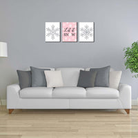 Pink Winter Wonderland - Christmas Wall Art and Holiday Decorations - 7.5 x 10 inches - Set of 3 Prints