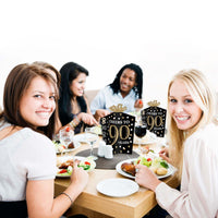 Adult 90th Birthday - Gold - Table Decorations - Birthday Party Fold and Flare Centerpieces - 10 Count