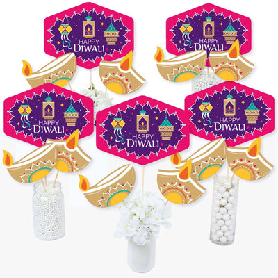 Happy Diwali - Festival of Lights Party Centerpiece Sticks - Table Toppers - Set of 15