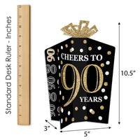 Adult 90th Birthday - Gold - Table Decorations - Birthday Party Fold and Flare Centerpieces - 10 Count