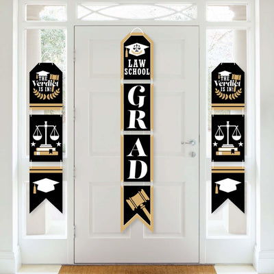 Law School Grad - Hanging Vertical Paper Door Banners - Future Lawyer Graduation Party Wall Decoration Kit - Indoor Door Decor