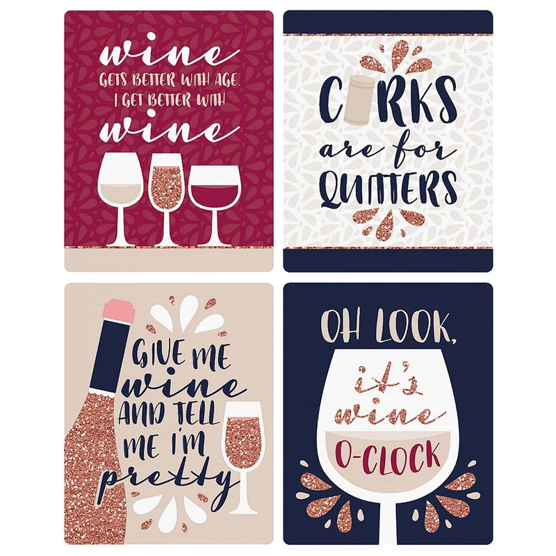 But First, Wine - Wine Tasting Party Decorations for Women and Men - Wine Bottle Label Stickers - Set of 4