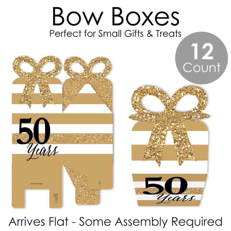 We Still Do - 50th Wedding Anniversary - Square Favor Gift Boxes - Anniversary Party Bow Boxes - Set of 12