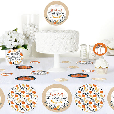Happy Thanksgiving - Fall Harvest Party Giant Circle Confetti - Party Decorations - Large Confetti 27 Count