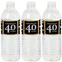 Adult 40th Birthday - Gold - Birthday Party Water Bottle Sticker Labels - Set of 20