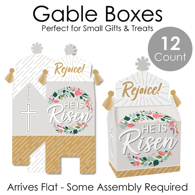 Religious Easter - Treat Box Party Favors - Christian Holiday Party Goodie Gable Boxes - Set of 12