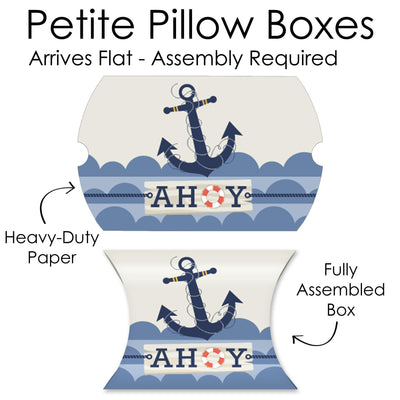 Ahoy - Nautical - Favor Gift Boxes - Baby Shower or Birthday Party Petite Pillow Boxes - Set of 20