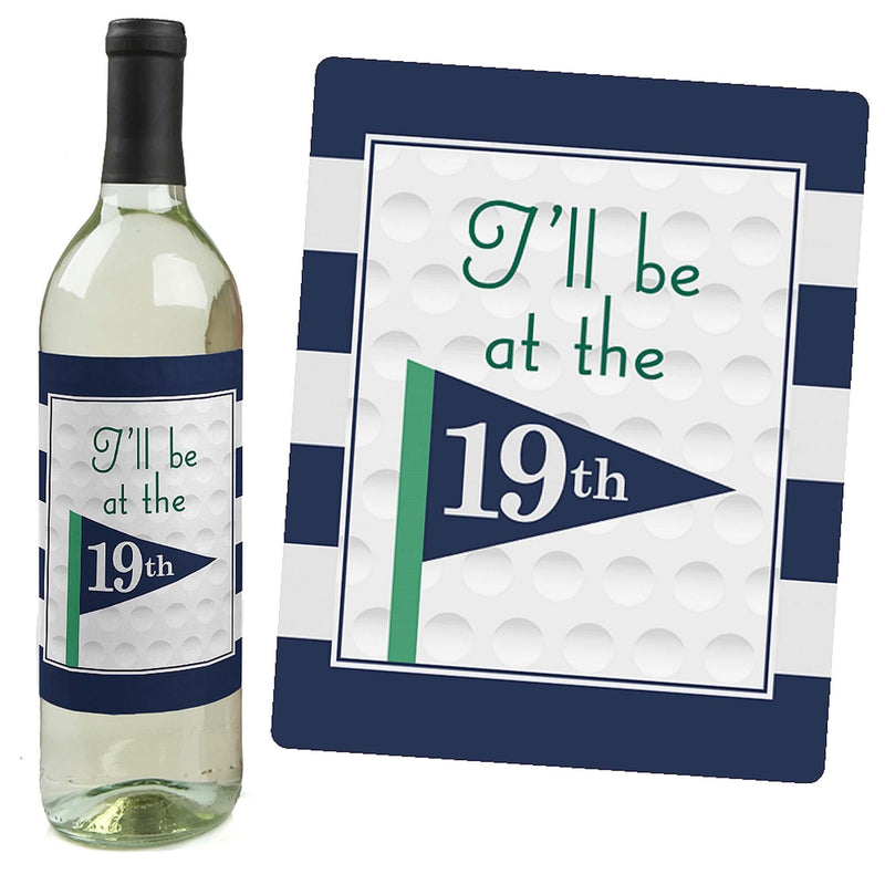 Par-Tee Time - Golf - Birthday or Retirement Party Decorations for Women and Men - Wine Bottle Label Stickers - Set of 4