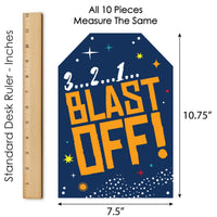 Blast Off to Outer Space - Hanging Vertical Paper Door Banners - Rocket Ship Baby Shower or Birthday Party Wall Decoration Kit - Indoor Door Decor