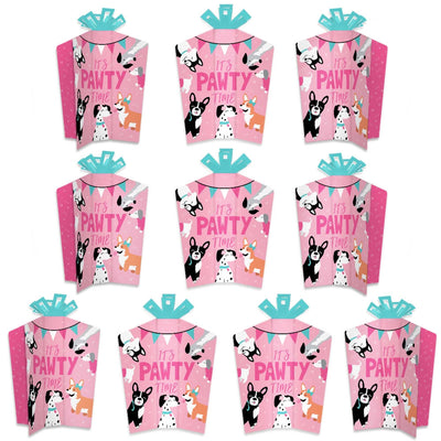 Pawty Like a Puppy Girl - Table Decorations - Pink Dog Baby Shower or Birthday Party Fold and Flare Centerpieces - 10 Count