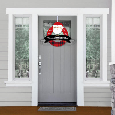 Jolly Santa Claus - Outdoor Christmas Party Decor - Front Door Wreath