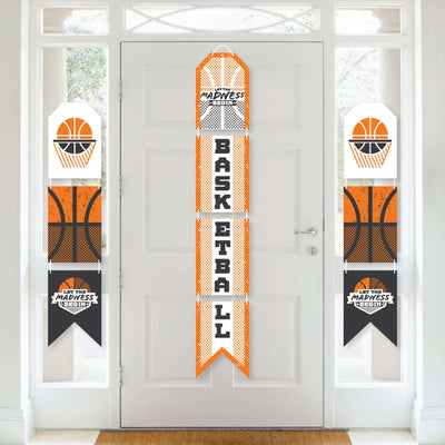 Basketball - Let the Madness Begin - Hanging Vertical Paper Door Banners - College Basketball Party Wall Decoration Kit - Indoor Door Decor