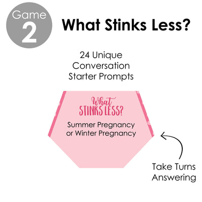 Baby Girl - Pink Baby Shower Conversation Starter - 2-in-1 Dirty Diaper Game - Set of 24