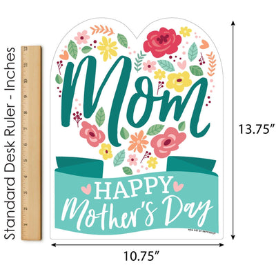 Colorful Floral Happy Mother's Day - Outdoor Lawn Sign - We Love Mom Party Yard Sign - 1 Piece