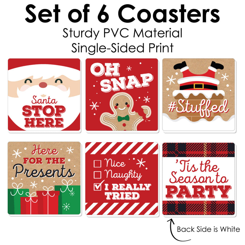 Jolly Santa Claus - Funny Christmas Party Decorations - Drink Coasters - Set of 6