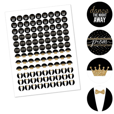 Prom - Prom Night Party Round Candy Sticker Favors - Labels Fit Hershey's Kisses - 108 ct