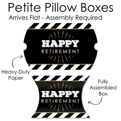 Happy Retirement - Favor Gift Boxes - Retirement Party Petite Pillow Boxes - Set of 20